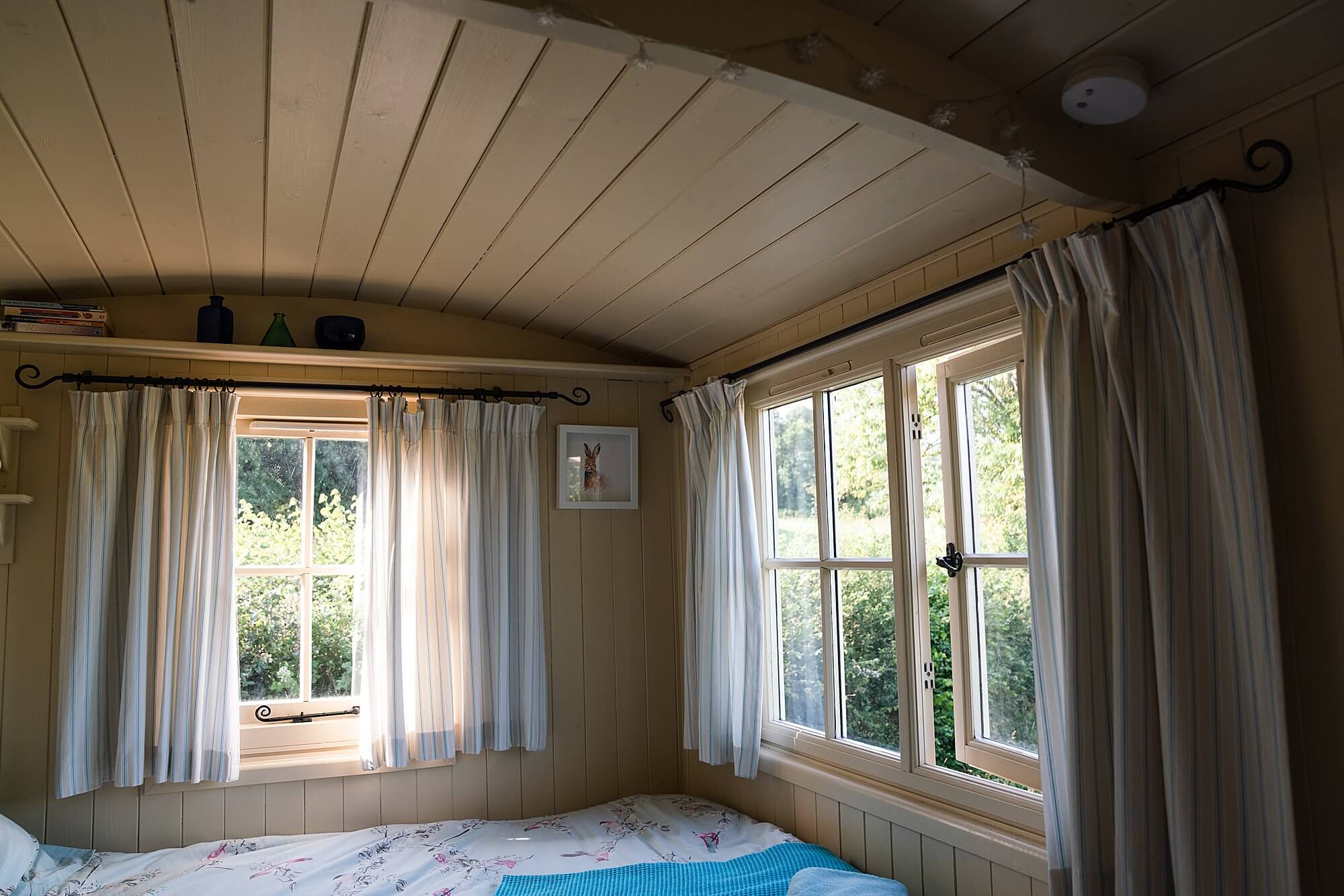 interior of a shepherds hut trill farm orchard axminster