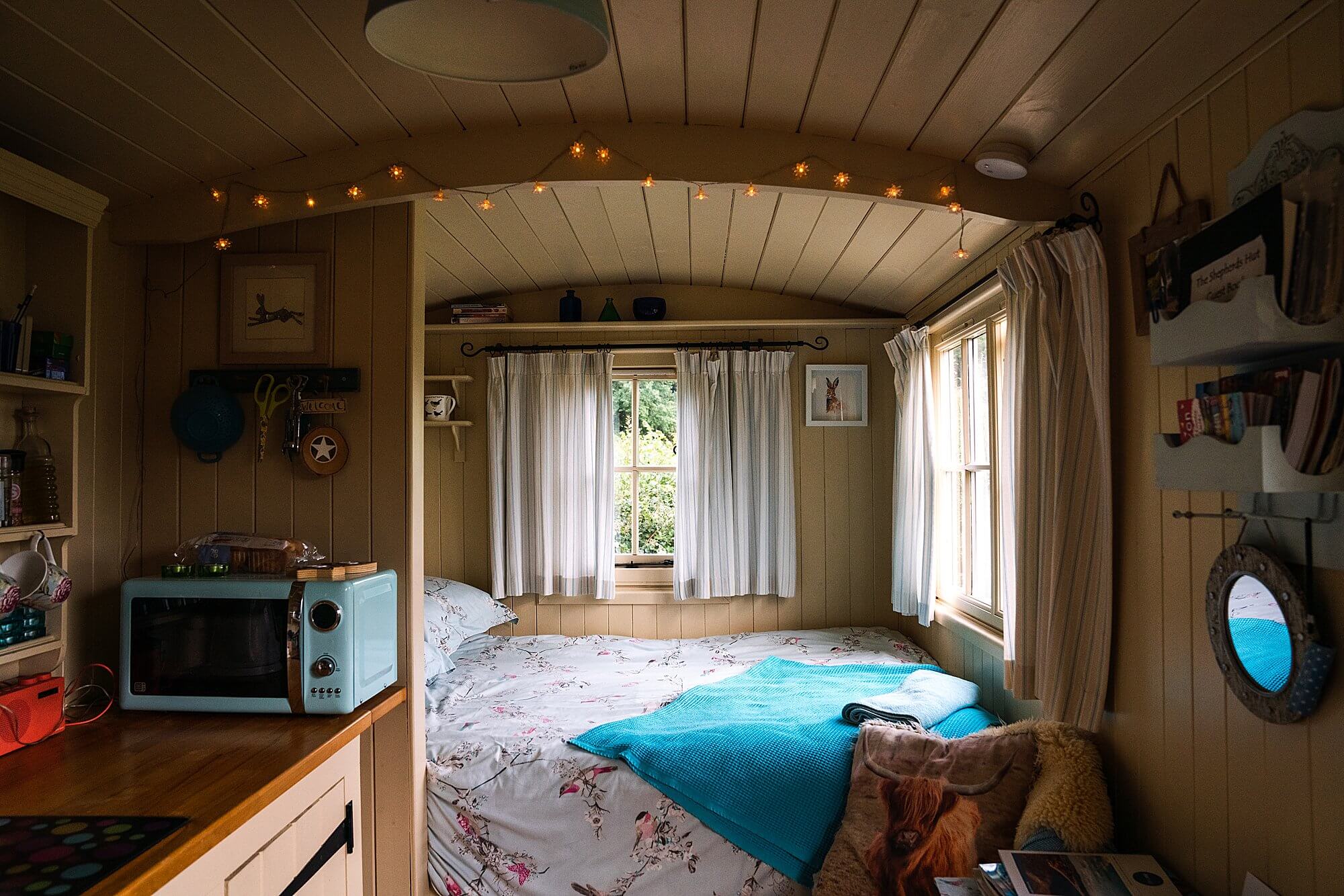 interior of the shepherds hut at trill farm orchard near axminster